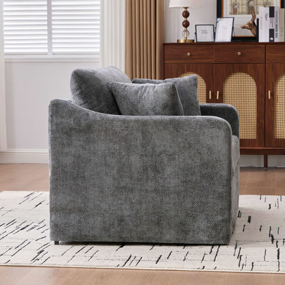 Farmhouse Accent Chair With 2 Bolster Pillows