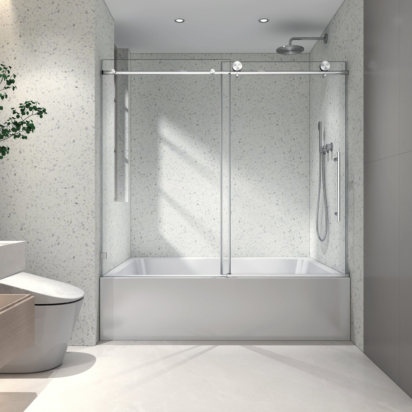 6063 Brushed Nickel Frameless Shower Door