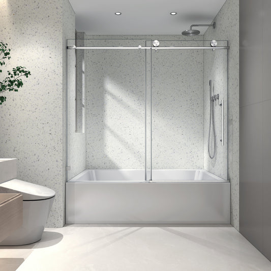 6063 Brushed Nickel Frameless Shower Door