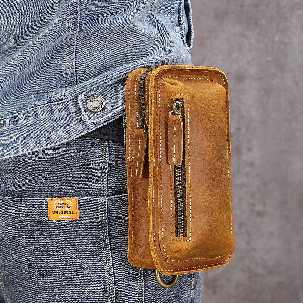 Genuine Leather Mens Cowhide Durable Work Belt-Powered Bag