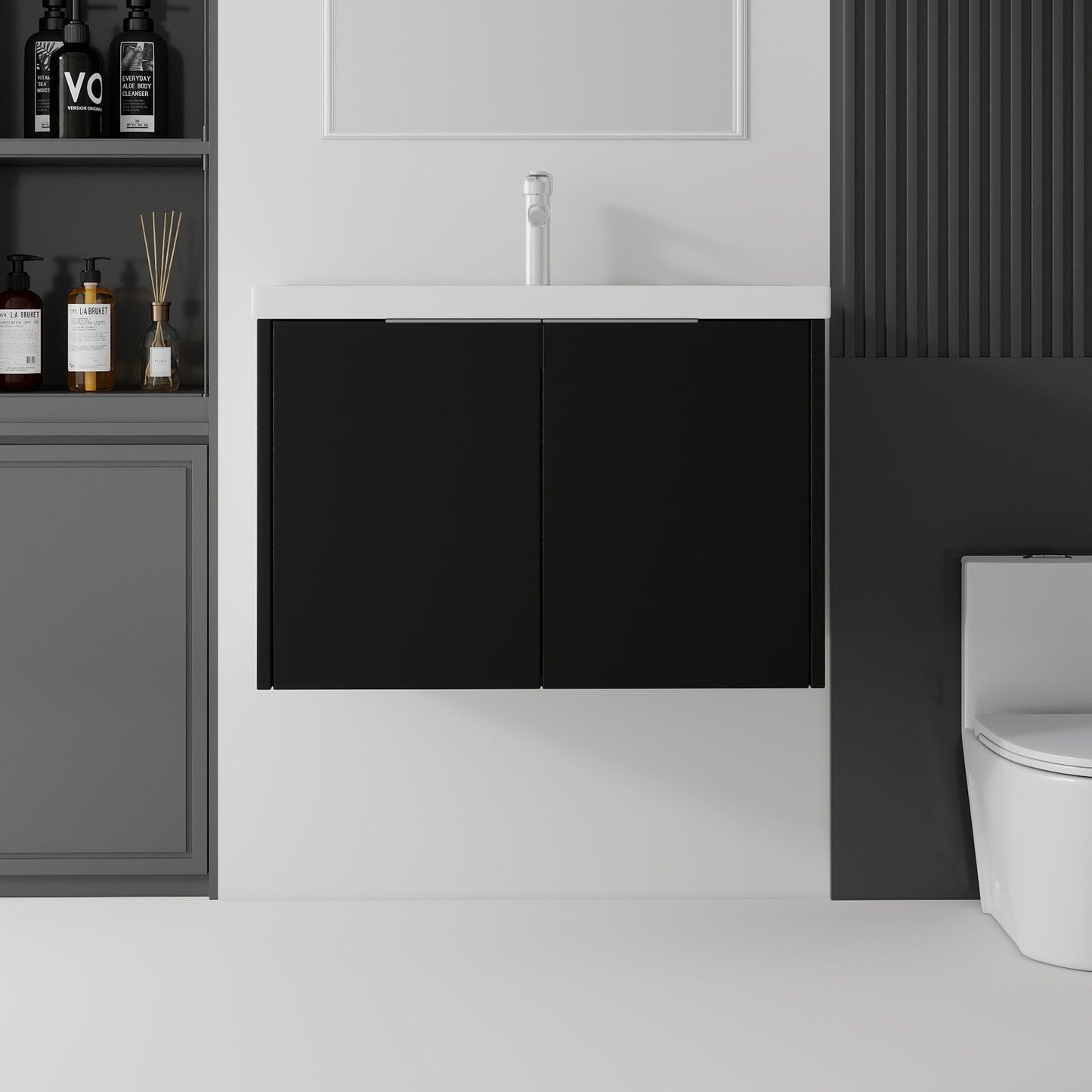 36 Inch Floating Bathroom Vanity with Sink, Soft-Close Door, Ceramic Sink, Plywood