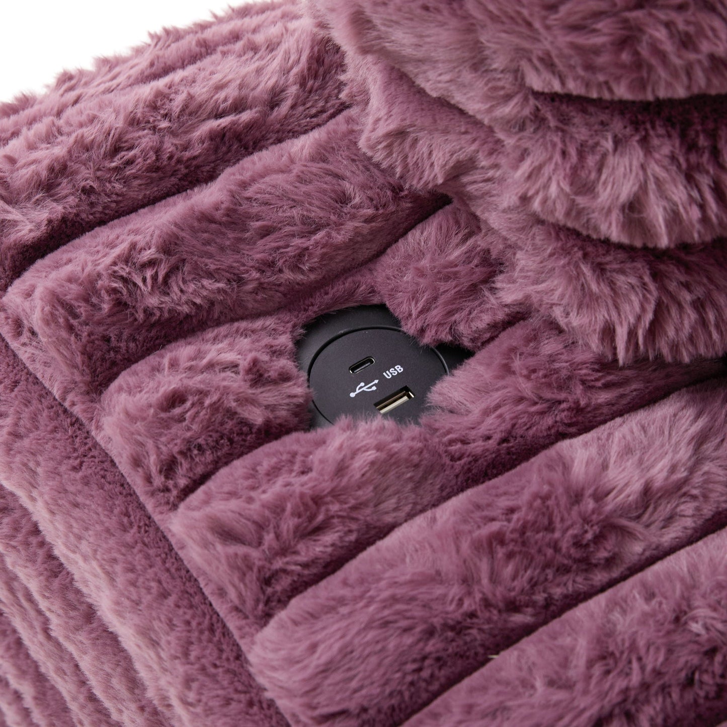 Oversized Double Chaise Lounge Sofa Bed With USB Ports And Cup Holders