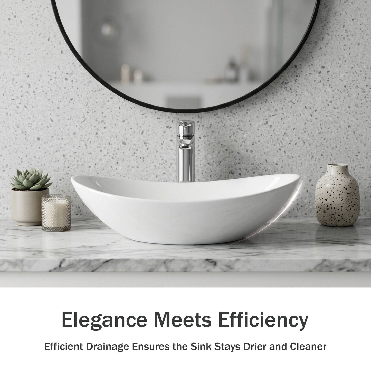 White Oval Ceramic Vessel Sink