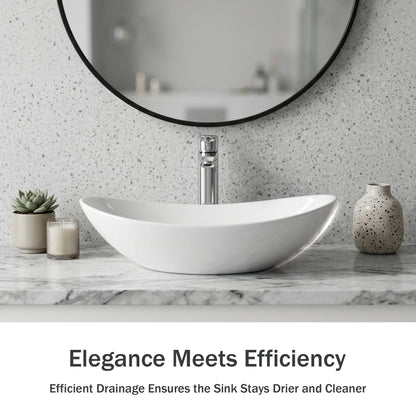 White Oval Ceramic Vessel Sink