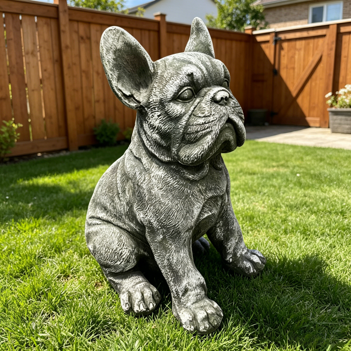16" Outdoor Weatherproof French Bulldog Statue