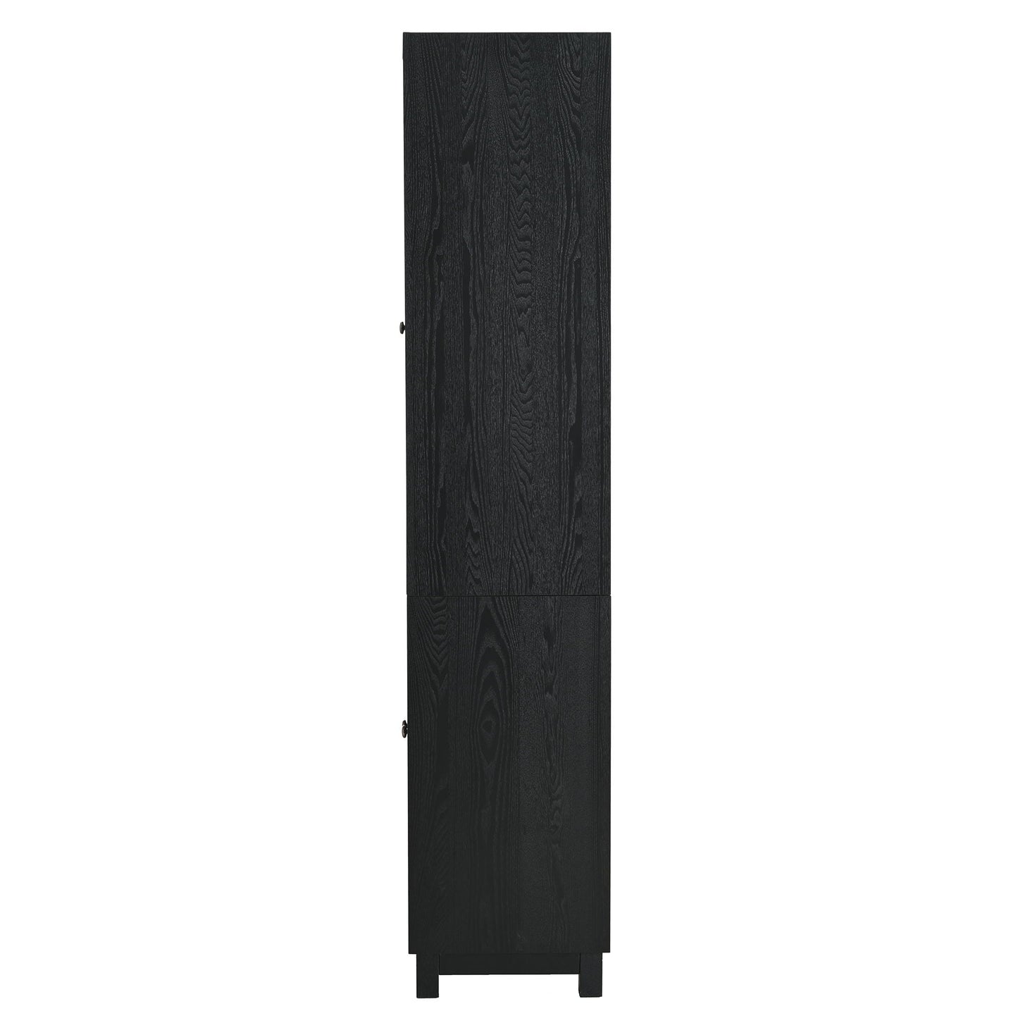 Mid Century Modern Style Tall Display Cabinet With Glass Doors For Collectibles - Black