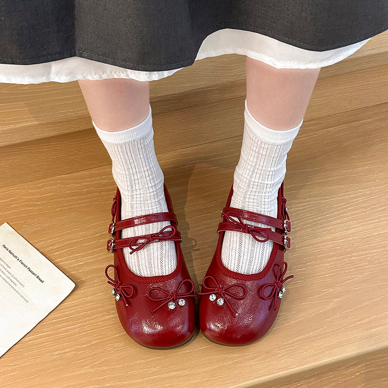 Korean Ballet Flats For Women 2026 New Spring Summer Comfortable Office-Ready Versatile Double Buckle Mary Jane Shoes