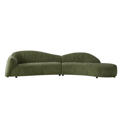 145.67" Mid-Century Upholstered Comfy Couch with Facing Chaise Right