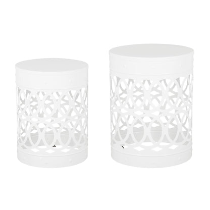 Outdoor Metal Side Table Set of 2