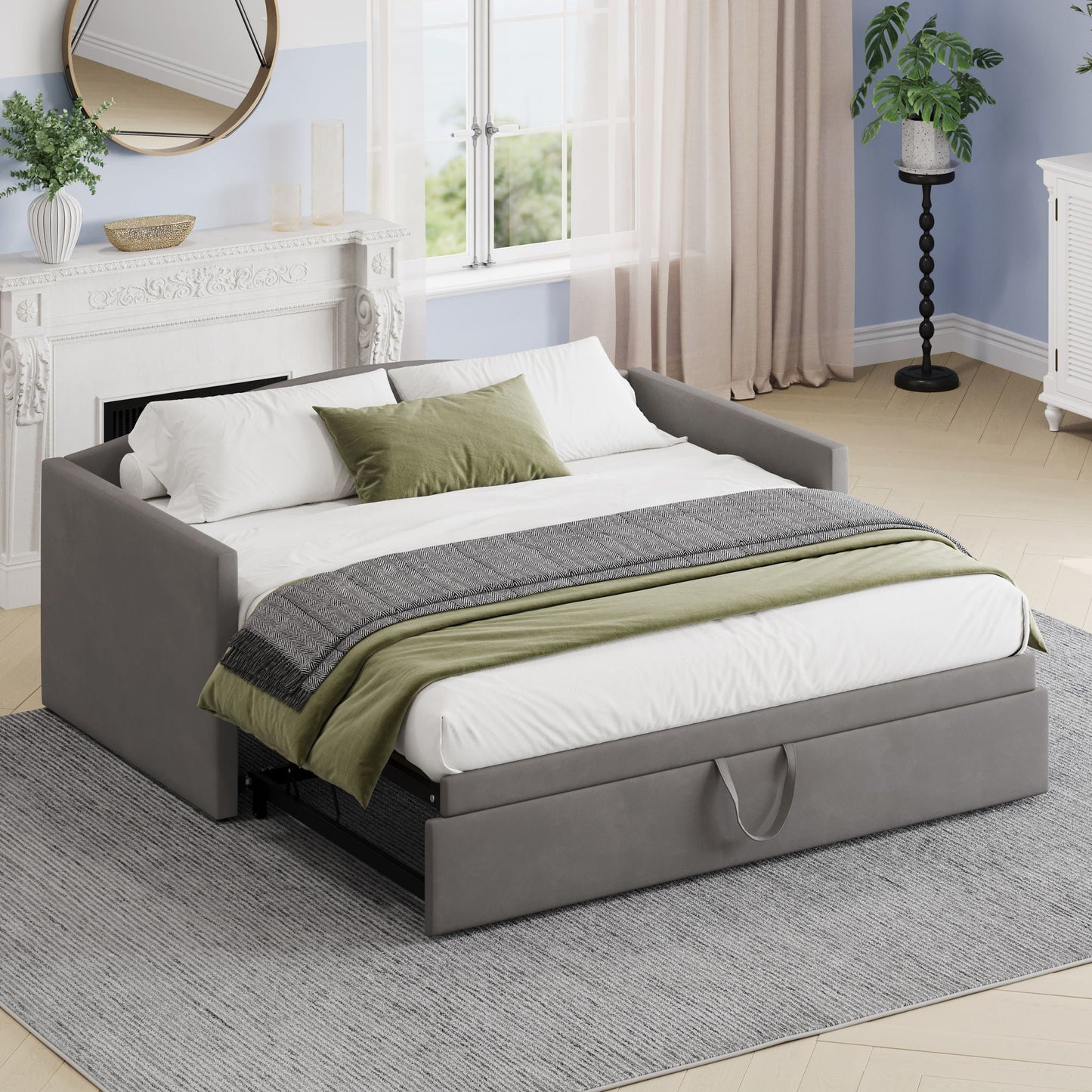 Daybed With Pop Up Trundle, Upholstered Sofa Bed