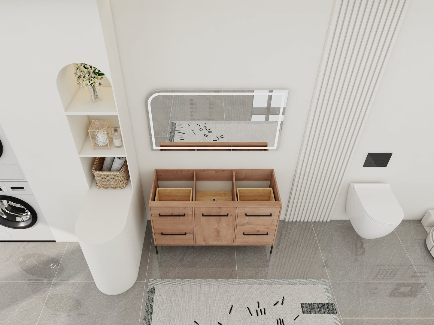 48" Freestanding Bathroom Vanity With Soft-Close Cabinet Door and 4 Drawers
