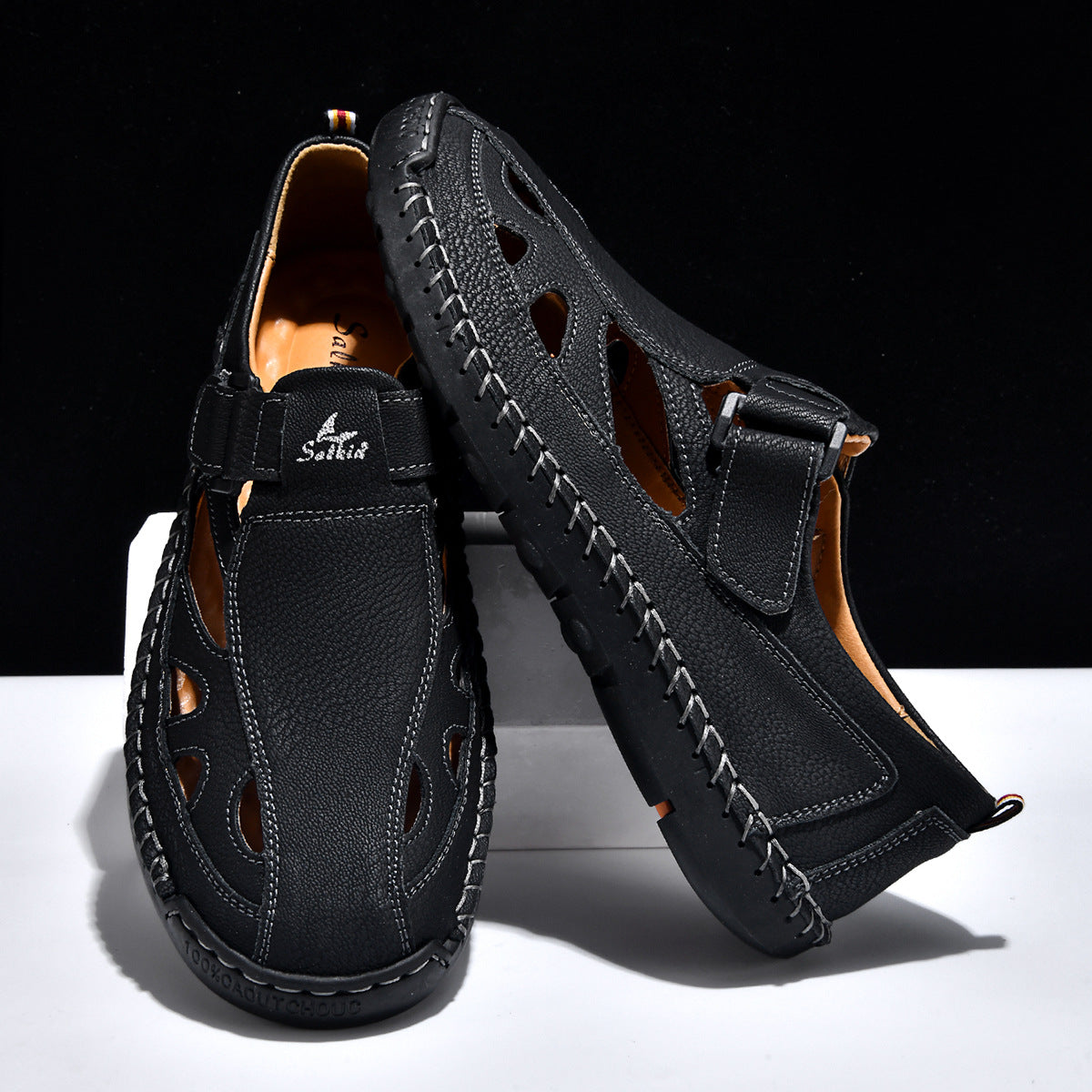 Breathable Hand-Sewn Mens Closed-Toe Sandals