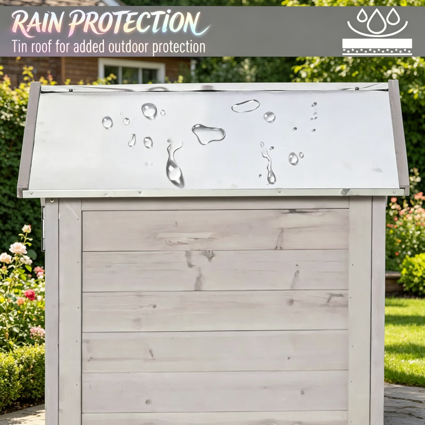 Outdoor Storage Shed with Tilted Tin Roof