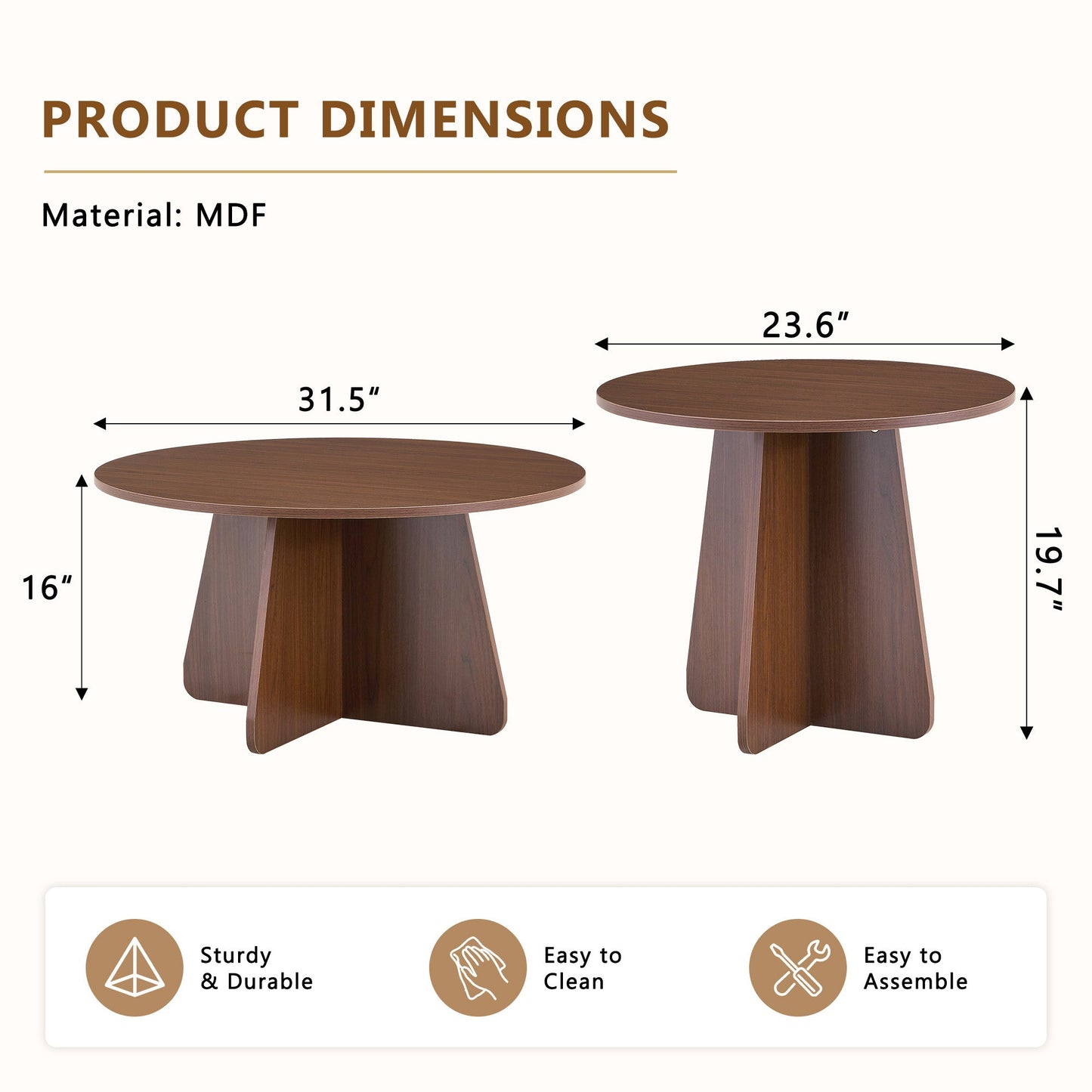 Retro-Style Nesting Coffee Table Set