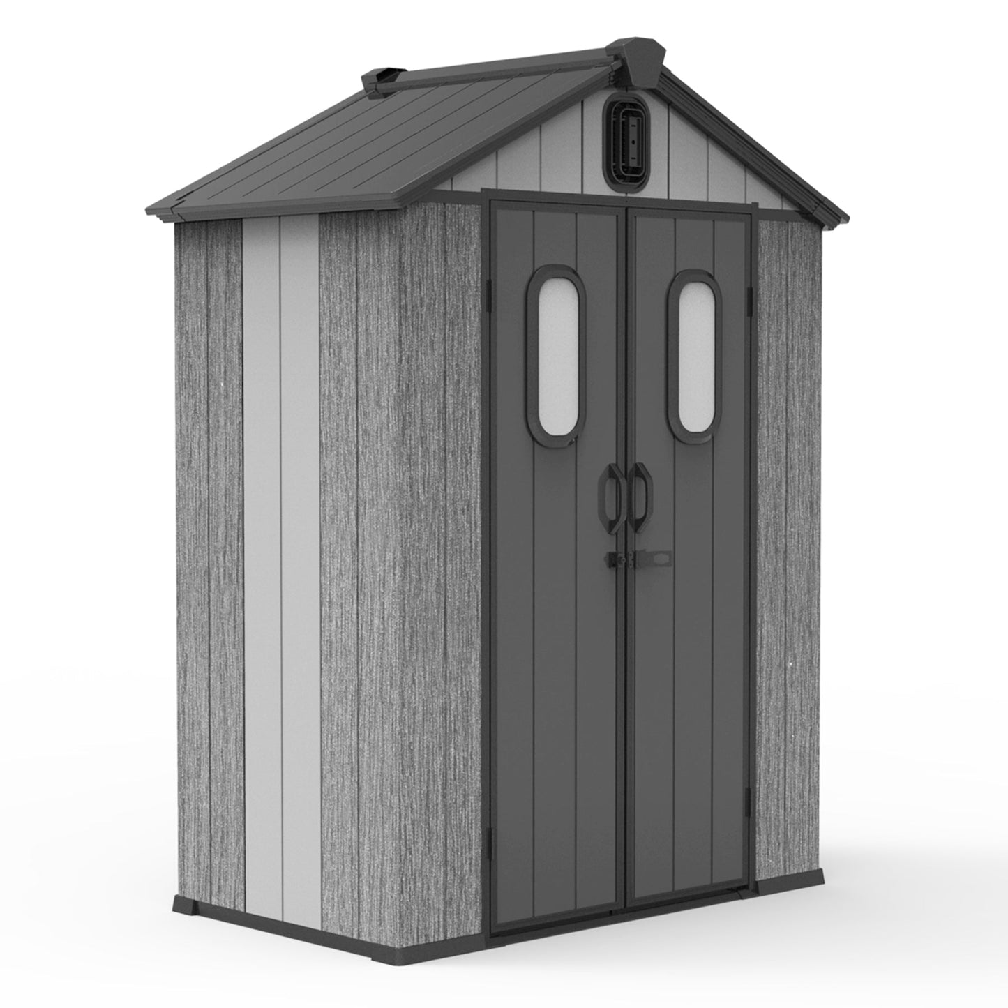 5x3FT Outdoor Resin Storage Shed with Transparent Windows & Louvered Vents