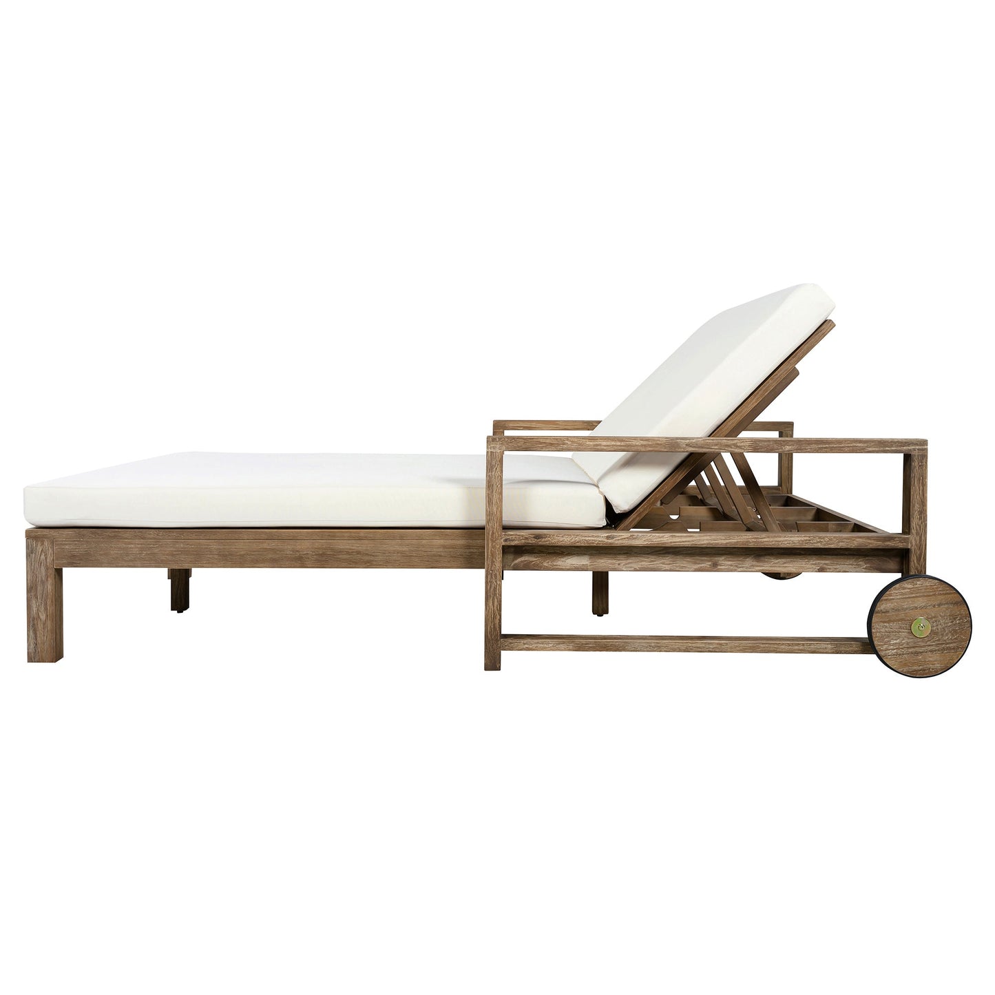 TREXM 1-Piece Farmhouse Wooden Outdoor Sunbed for 2