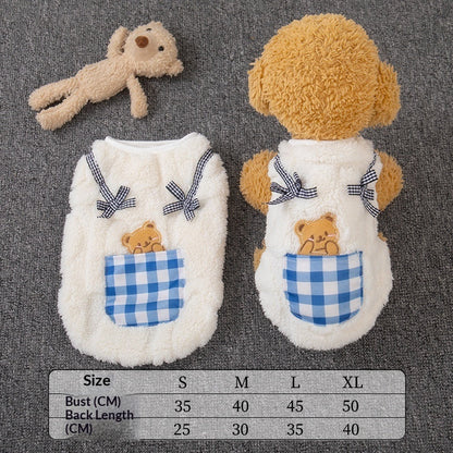 Cute Autumn Winter Dog Hoodie With A Little Bear Pocket