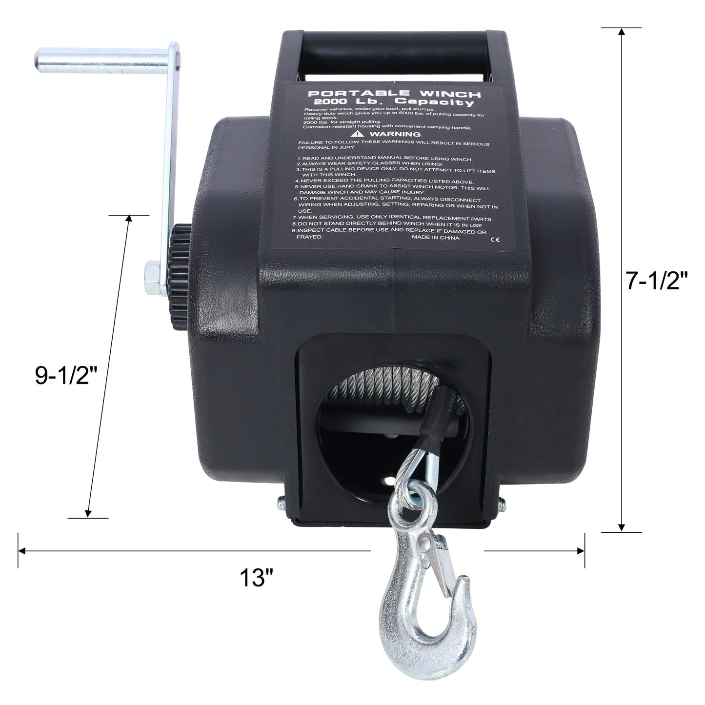 Reversible Electric Trailer Winch For Boats Up To 5000 Lbs With Galvanized Wire Rope And Casing - Black