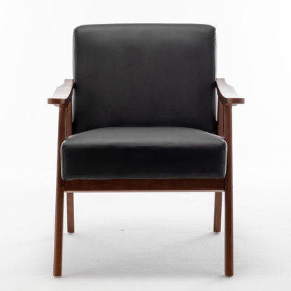 Mid Century Modern Accent Chair With Solid Wood Frame And Extra Thick Backrest
