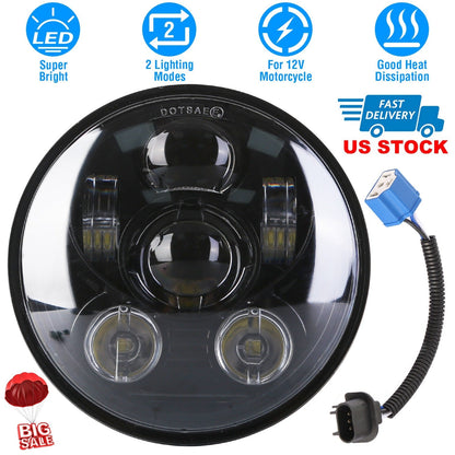 5.75In LED Headlight Motorcycle Projector Headlamp Fit for Harley Dyna Sportster Iron 883 Street Rod Street Bob Softail Deuce Custom Super Wide Glide