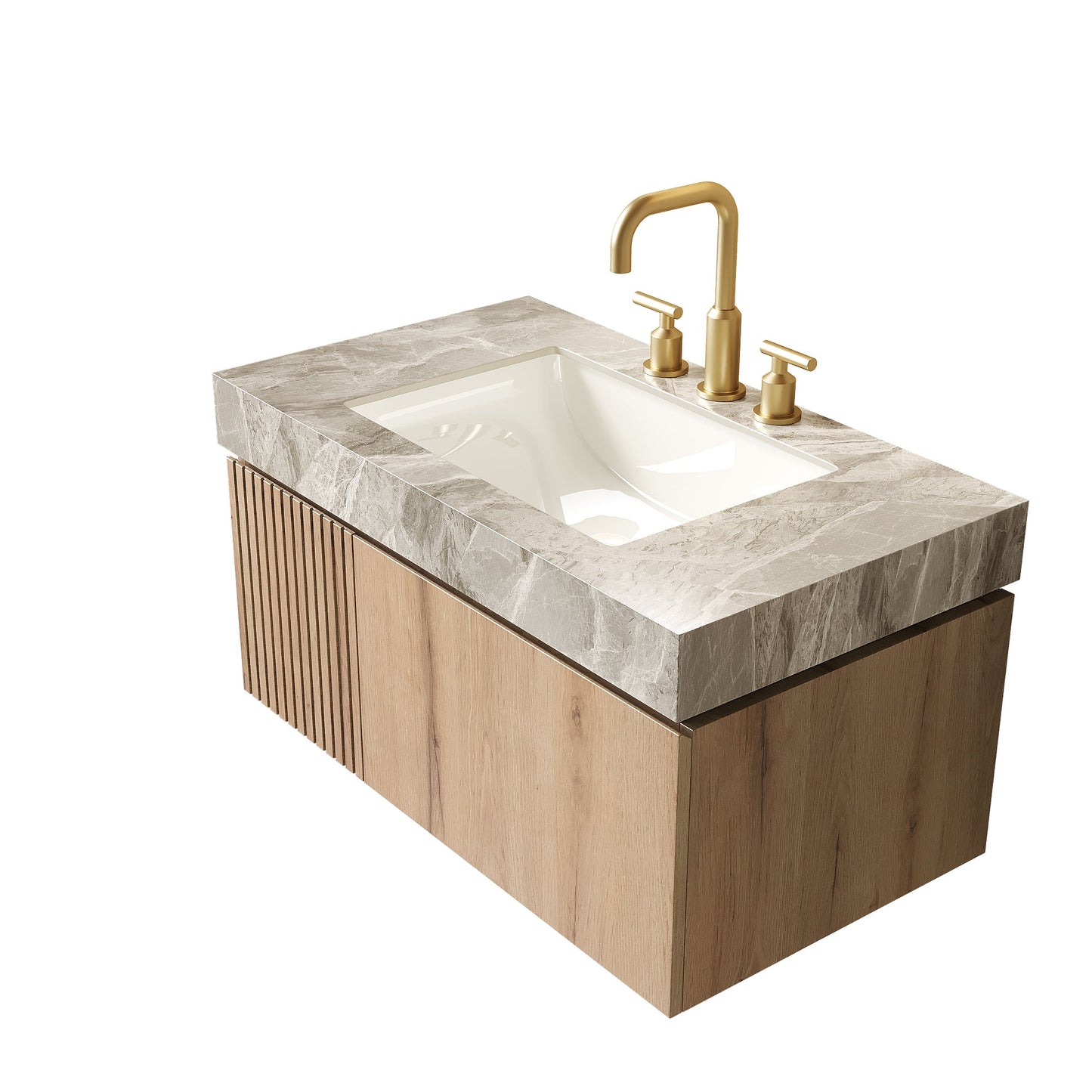 MURI 36" Bathroom Vanity & Sink, Floating Plywood Storage Cabinet with Drawer & Door