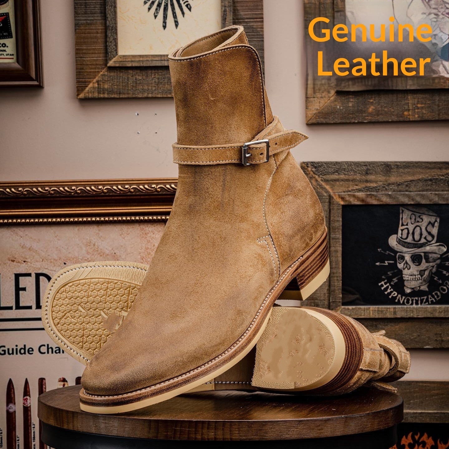 American-style Vintage Pointed-toe  Boots Mens Suede Boots
