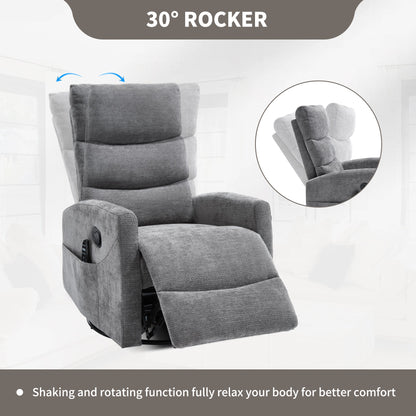 Heat Massage Manual Recliner Chair with Rocker and Swivel in Fabric