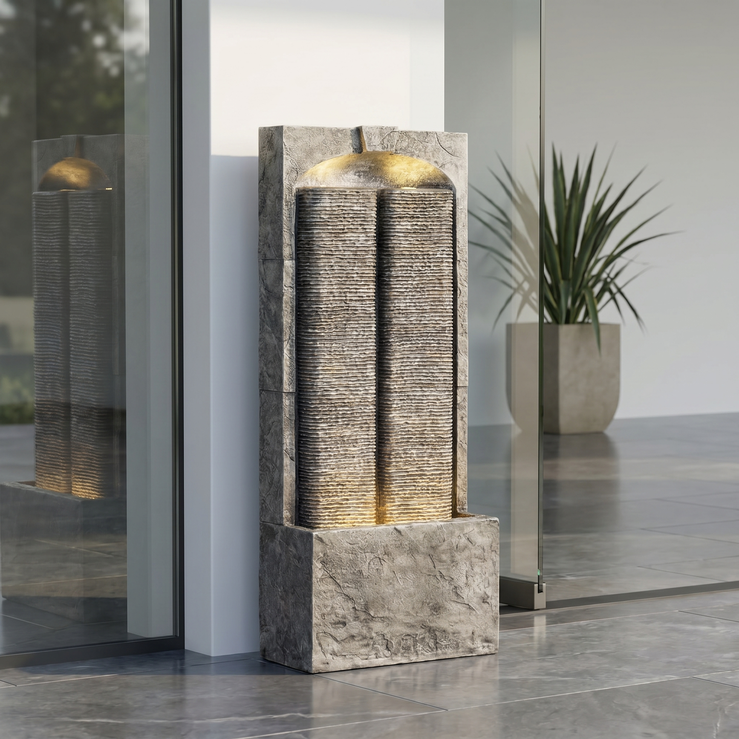 Outdoor Water Fountain Cascading LED Lights 39' H