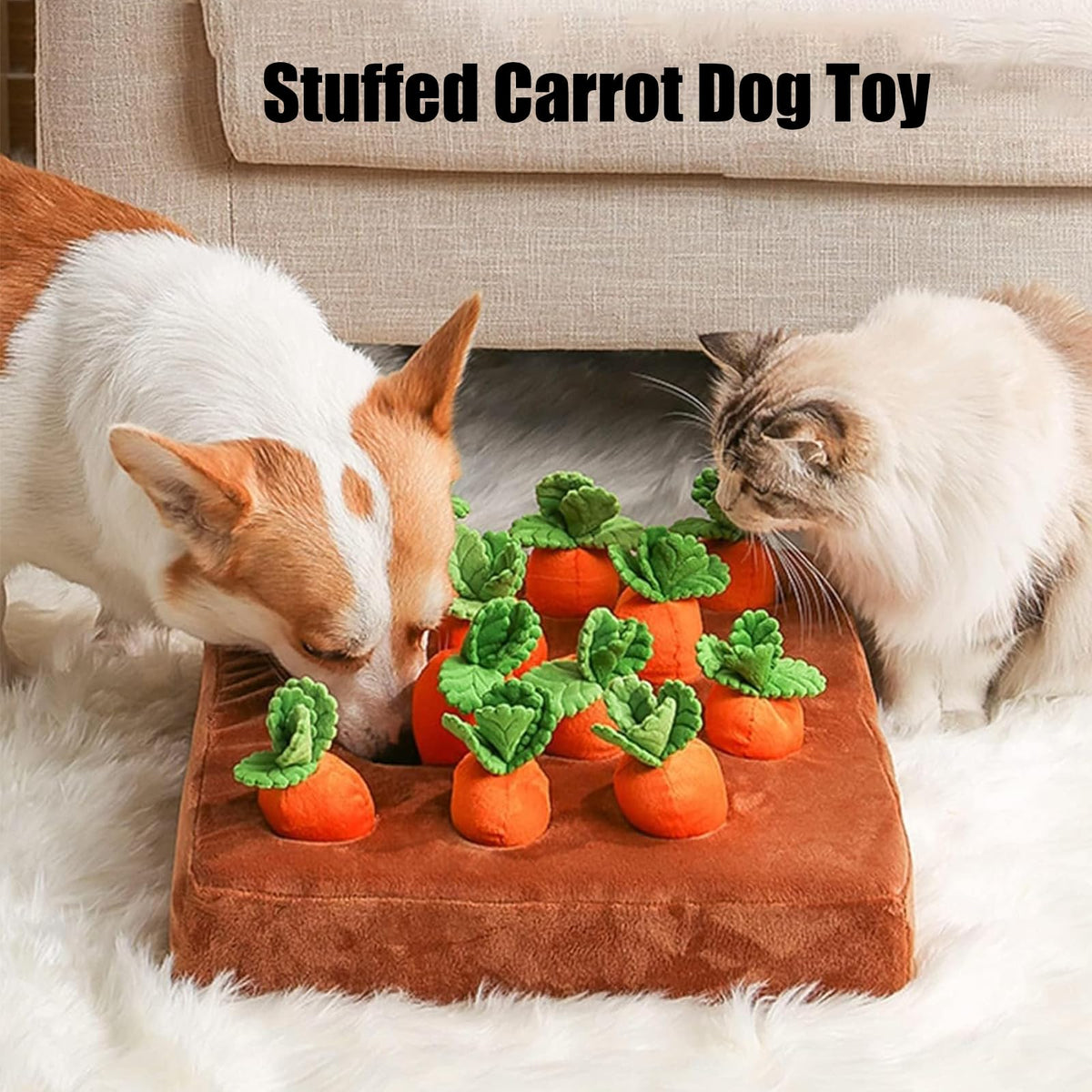 Carrot Dog Toy, Snuffle Mat For Dogs Toy Carrot, Interactive Carrots Dog Plush Puzzle Toys,Carrot Garden Dog,Dog Carrot Toys Pet Stress Relief With 12 Carrots