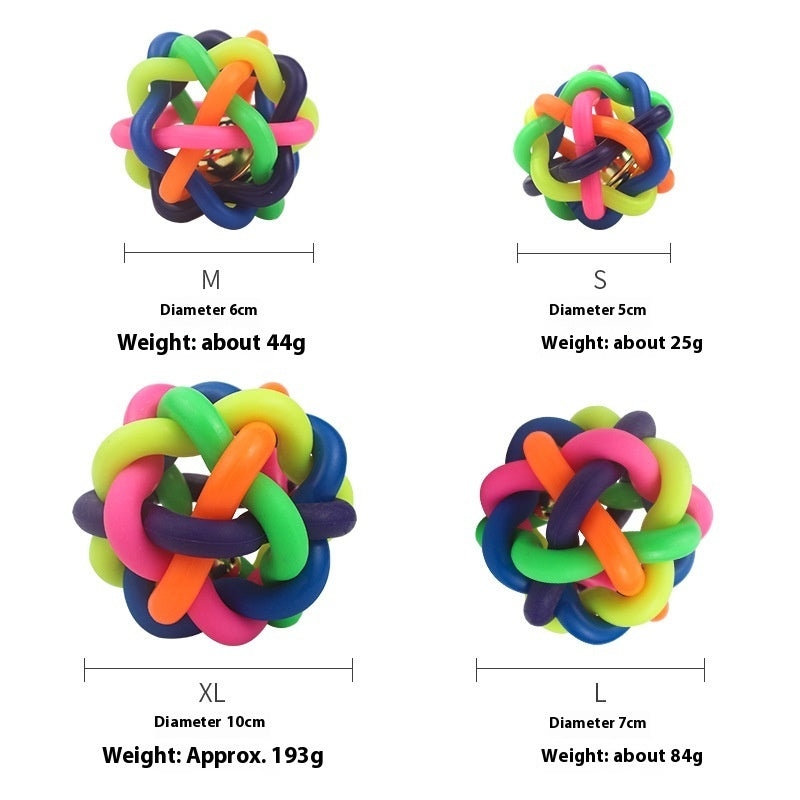 Pet Toy Ball Colorful Woven Ball Colorful Bell