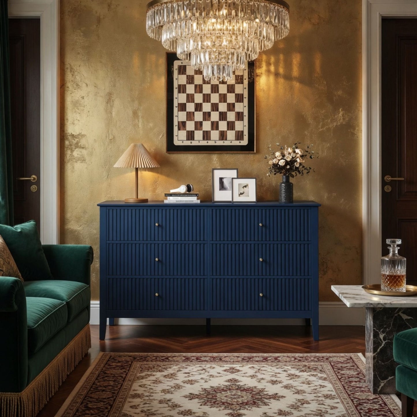 Modern 6 Drawer Fluted Dresser