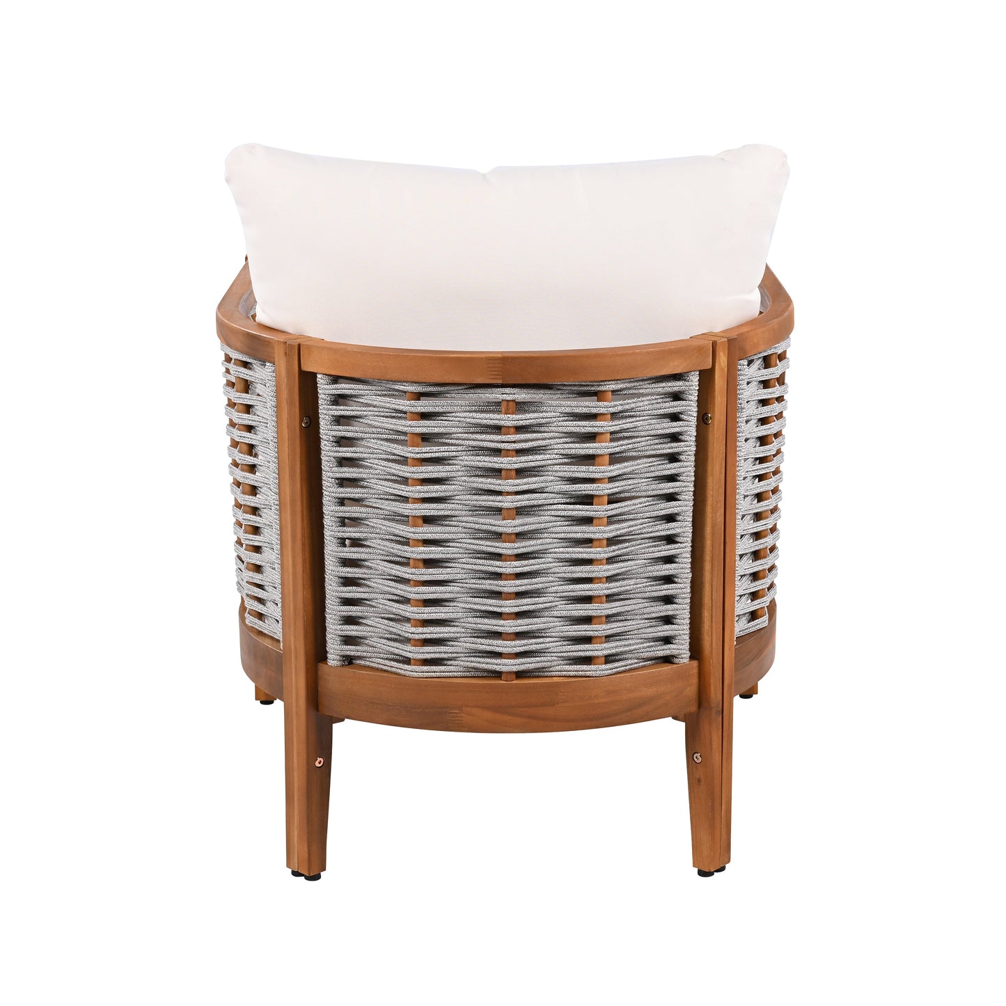 2 Pieces Outdoor Unique Tub Design Armchair with Woven Rope