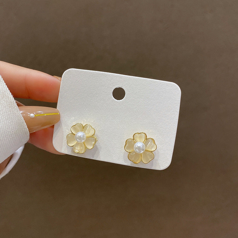 Opals Flowers Pearl Earrings