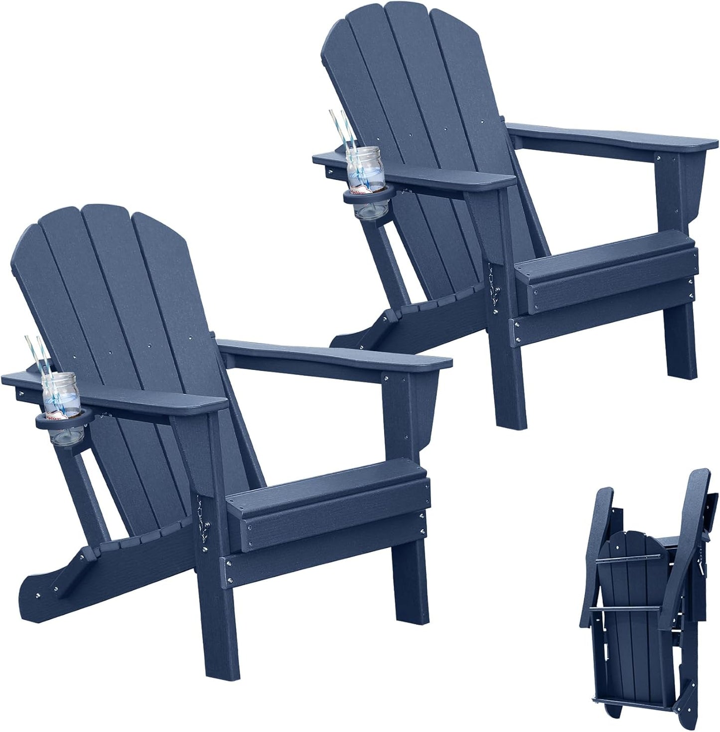 Adirondack Chairs Set of 2 - HDPE Plastic Outdoor Chairs