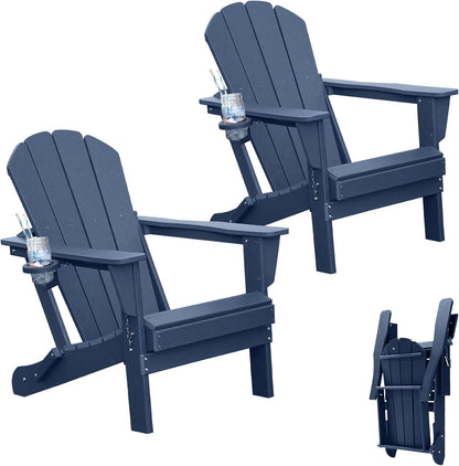 Adirondack Chairs Set of 2 - HDPE Plastic Outdoor Chairs