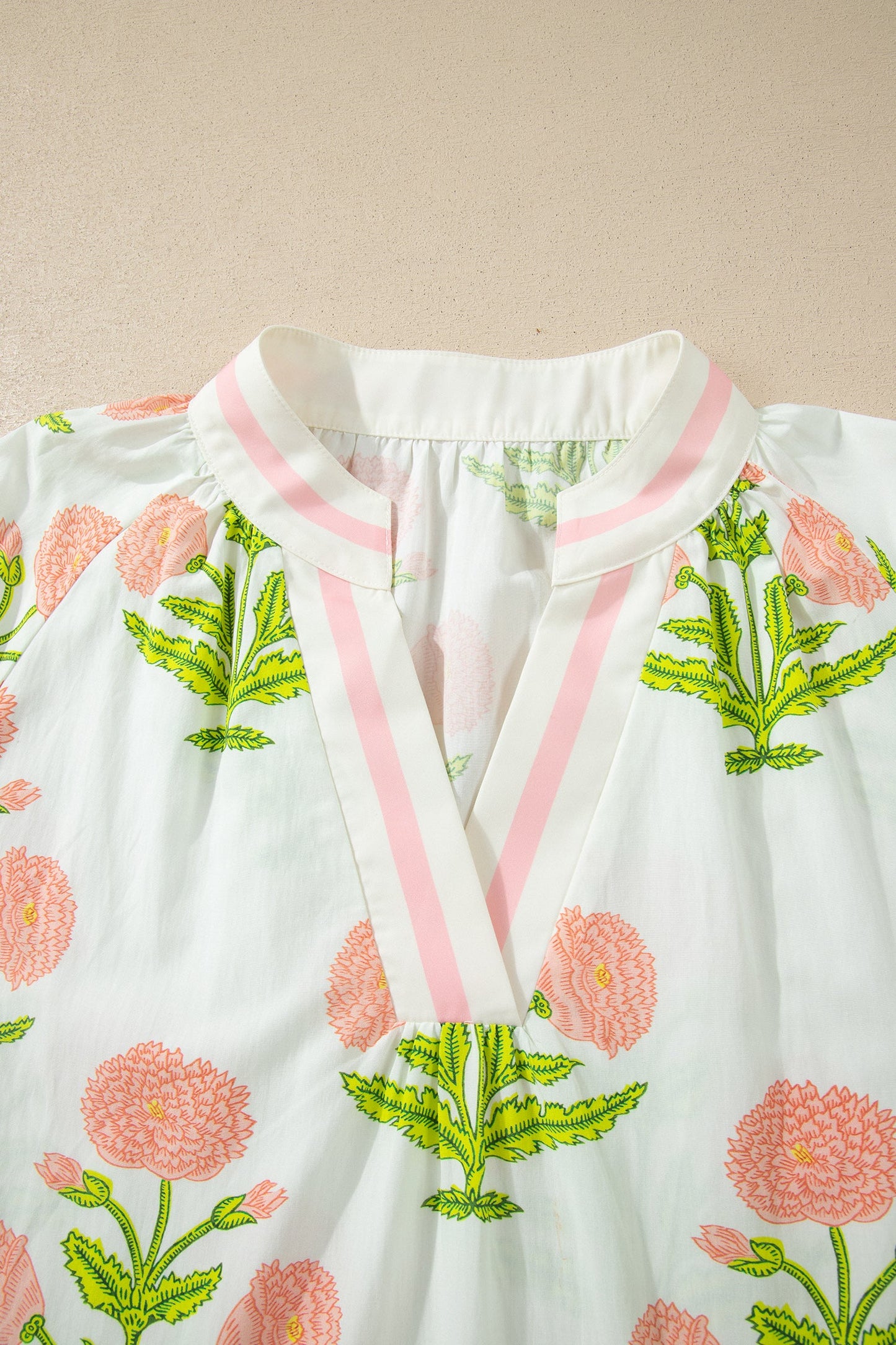 Giuliana Print Striped Trim PLUS Blouse