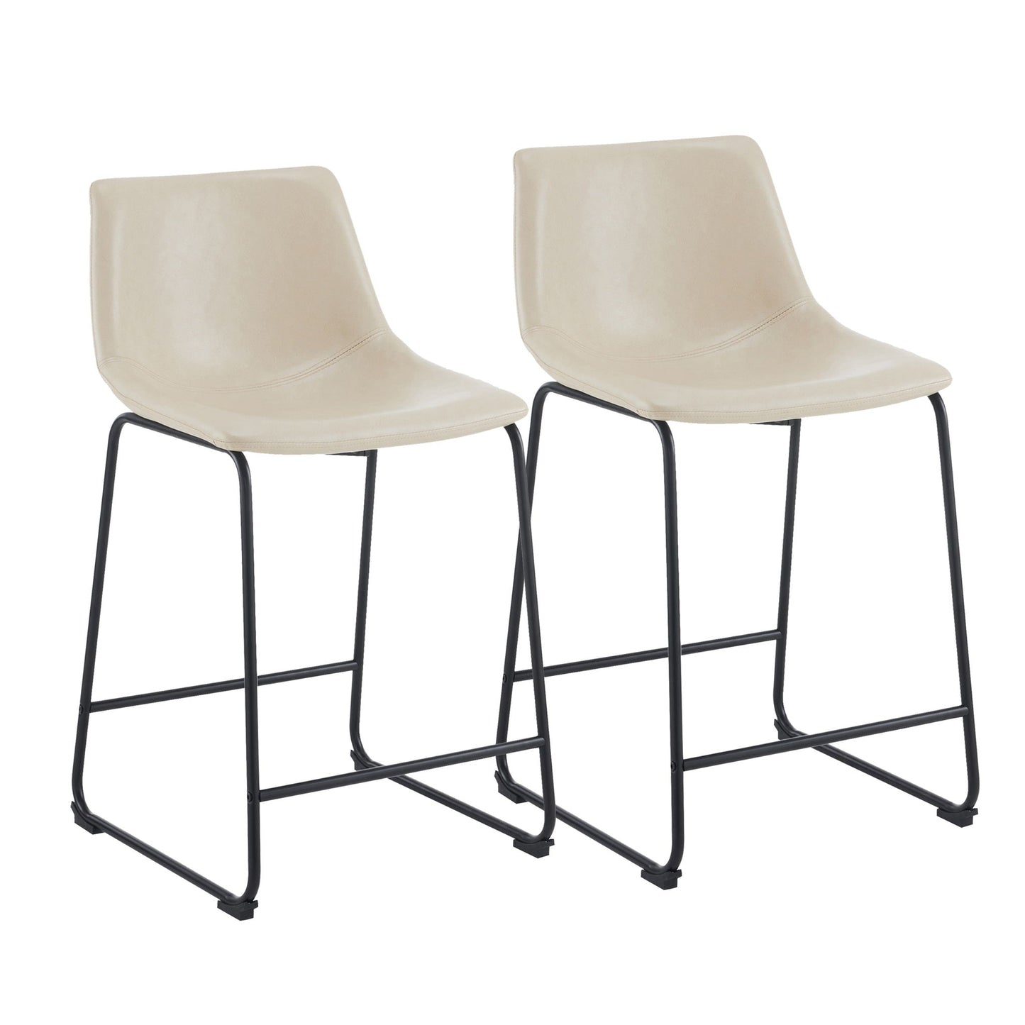 Vintage Style Armless Industrial Counter Stool Set of 2