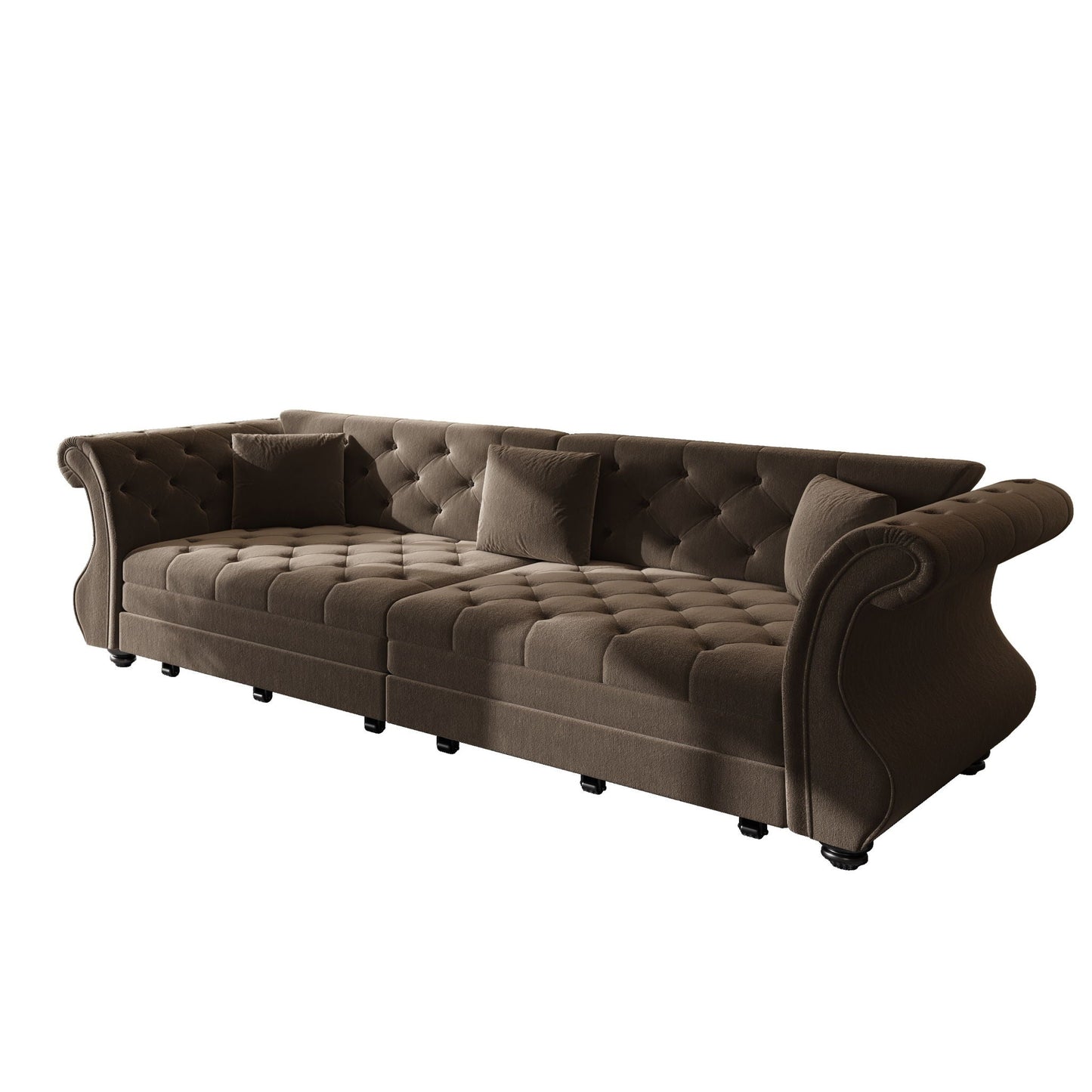Oversized Chesterfield Pull Out Sofa Bed, Roll Arm Couch With Flower Tufting For Living Room