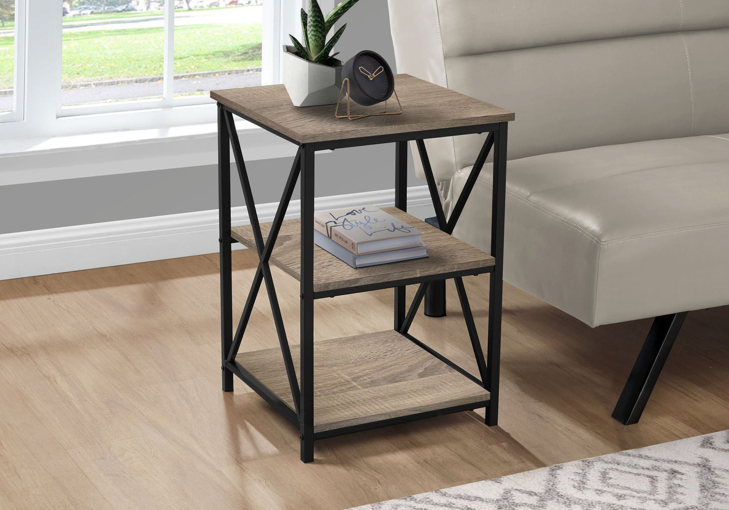 3 Tier Accent Table Side Marble Look Contemporary & Modern