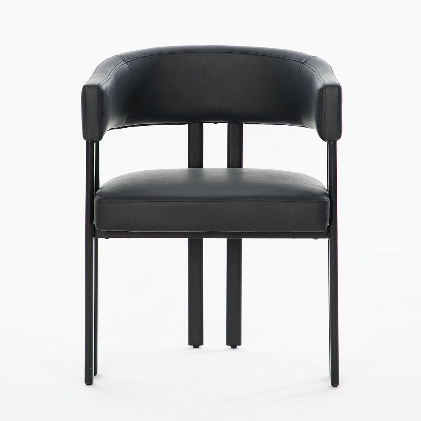 Modern Dining Upholstered Barrel Chair With Curved Back And Armrests