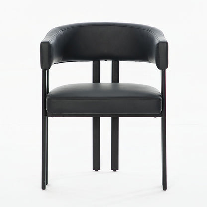 Modern Dining Upholstered Barrel Chair With Curved Back And Armrests