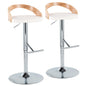 Grotto - Contemporary Adjustable Height Barstool With Swivel With Straight T Footrest (Set of 2)