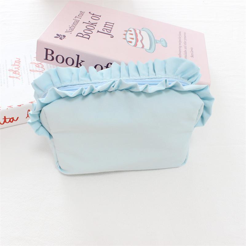 Korean-style Ruffled Makeup Bag Simple Nylon Waterproof Storage Pouch