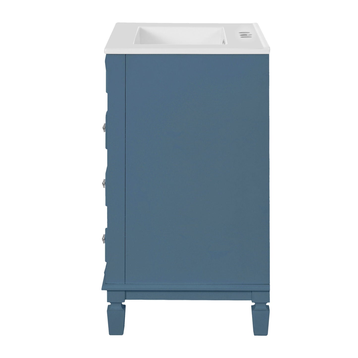 Bathroom Vanity With Ceramic Sink, Compact Cabinet With 2 Drawers And Adjustable Shelf - Blue
