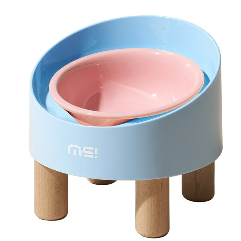Cat Ceramic Food Basin High Foot Oblique Mouth Neck Protection Bowl Anti-tumble
