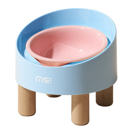 Cat Ceramic Food Basin High Foot Oblique Mouth Neck Protection Bowl Anti-tumble