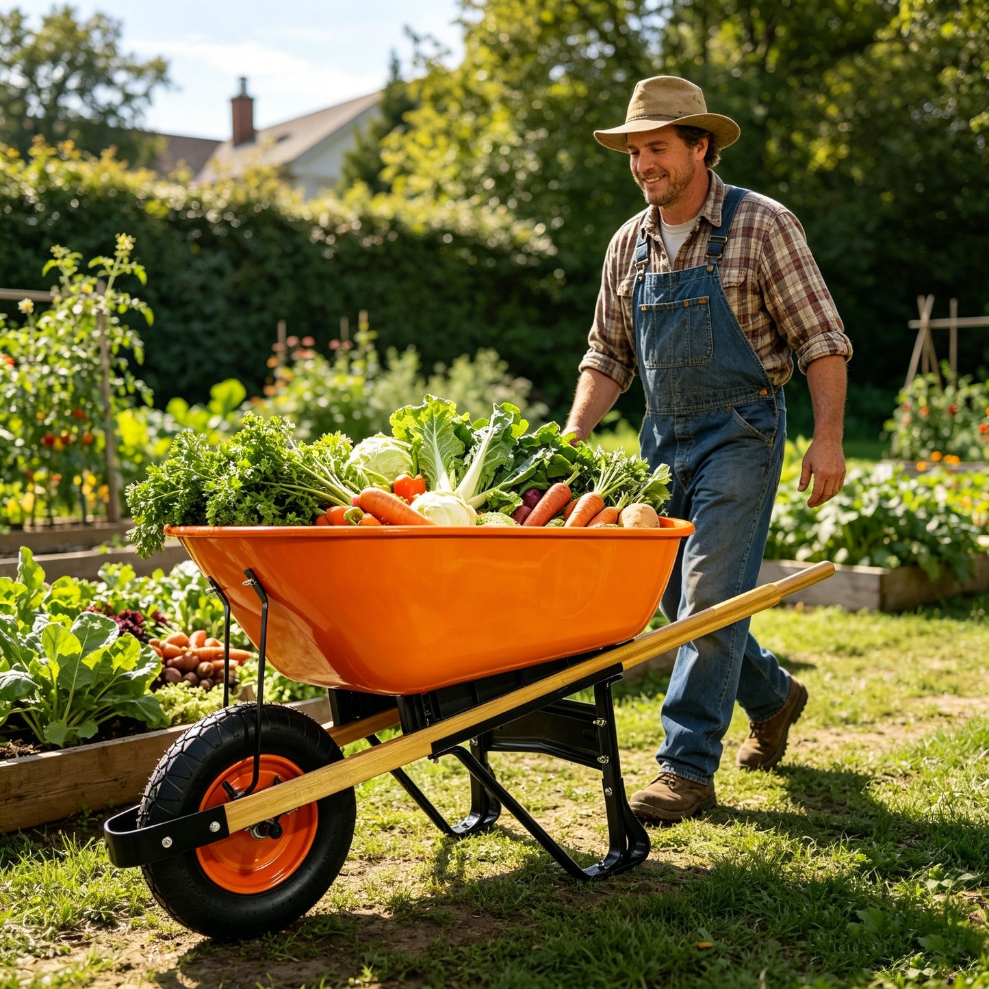 Steel Tray Wheelbarrow Two-Wheeled Trolley for Garden Use