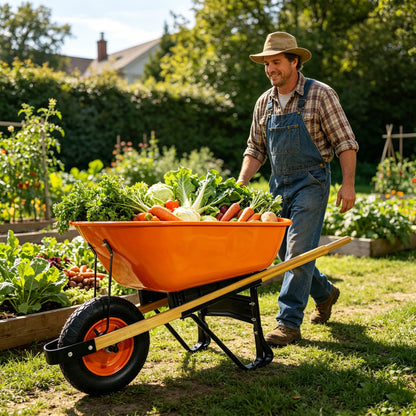 Steel Tray Wheelbarrow Two-Wheeled Trolley for Garden Use