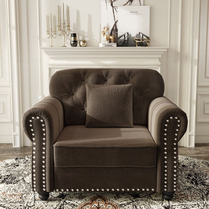Sofa With Nailhead Trim And Rolled Armrests
