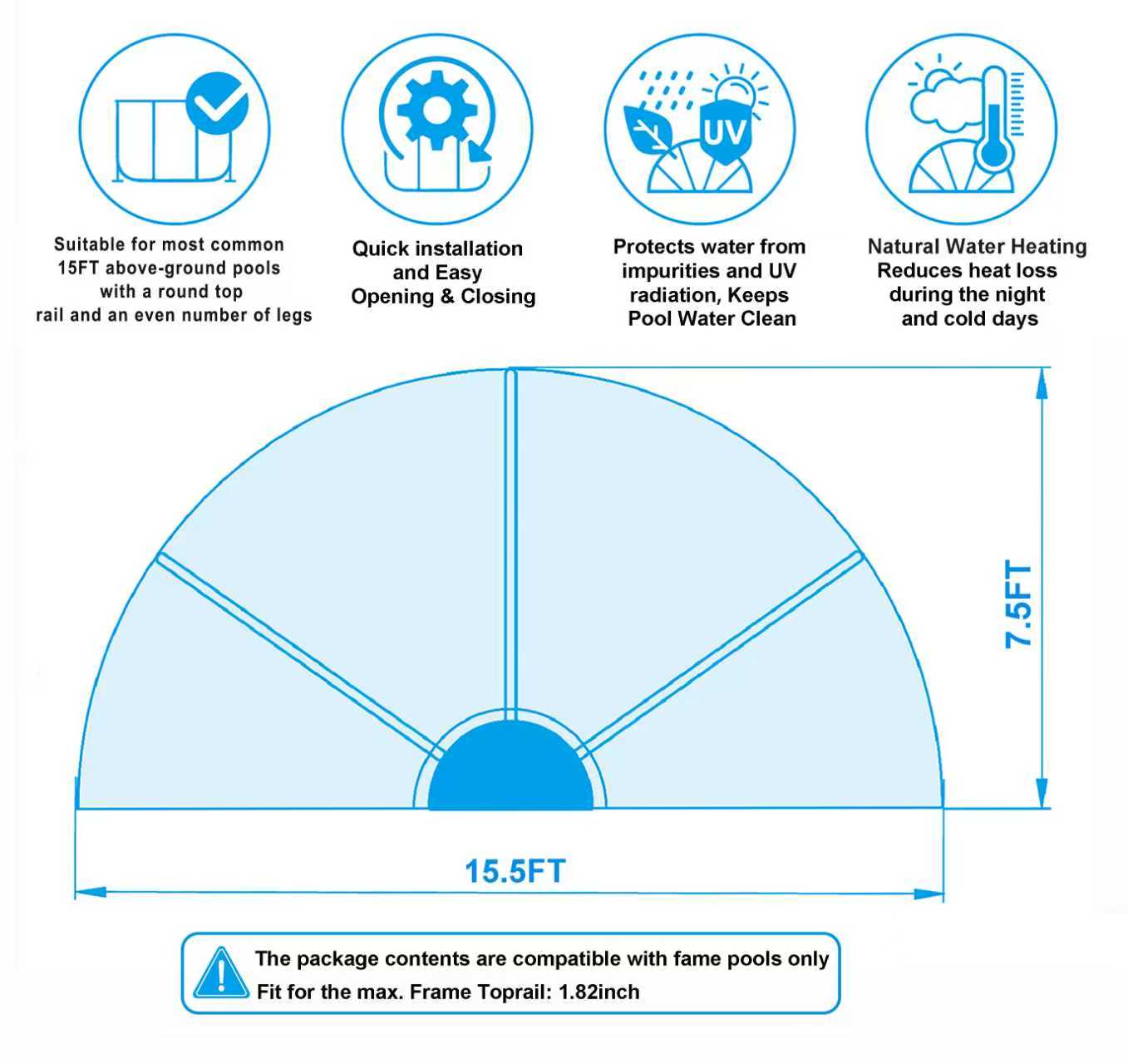 15 Ft Round Multifunctional All Weather Pool Dome Enclosure